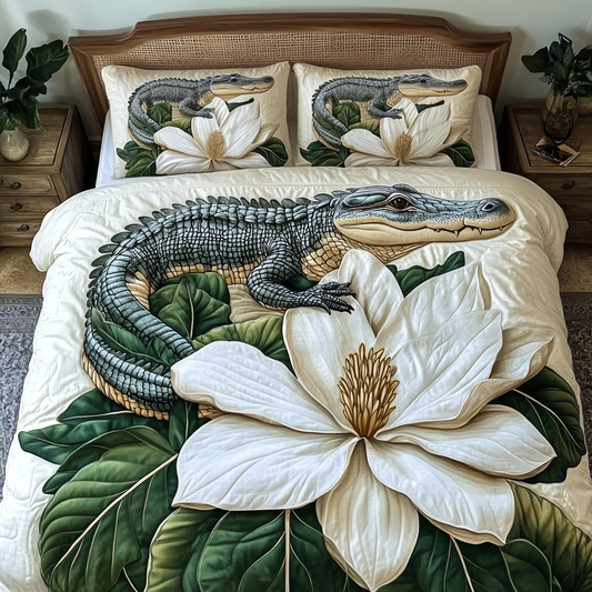 Blooming Gator 3-Piece Quilted Bedding Set