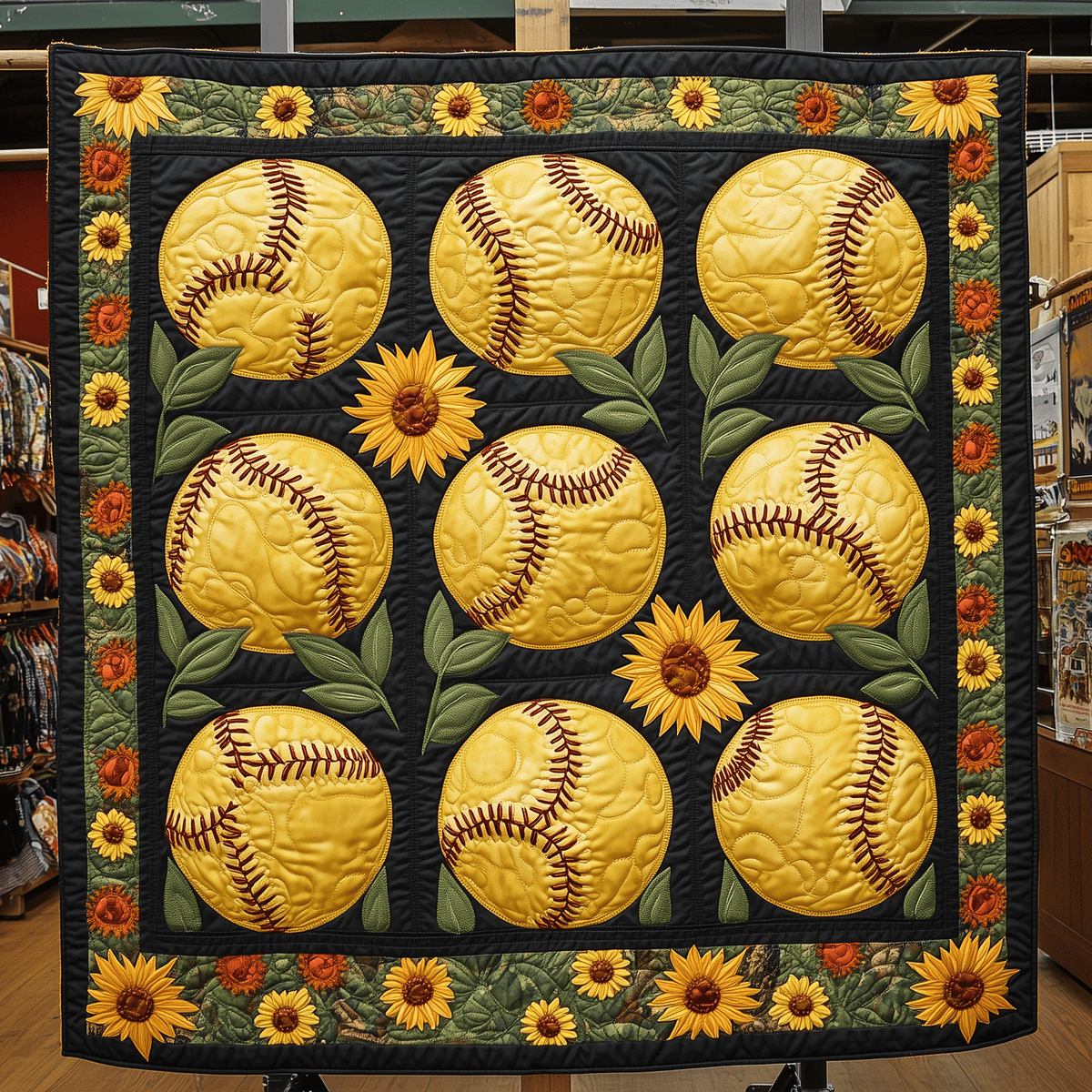 Blooming Home Run Quilted Blanket