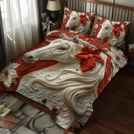Blooming Horse 3-Piece Quilted Bedding Set