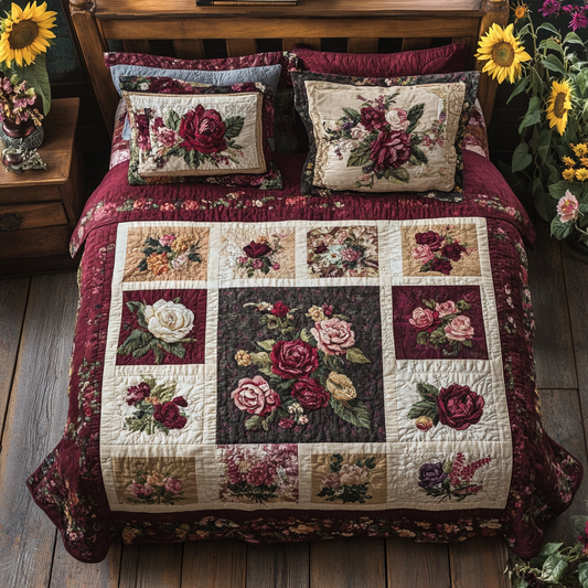 Blooming Love 3-Piece Quilted Bedding Set