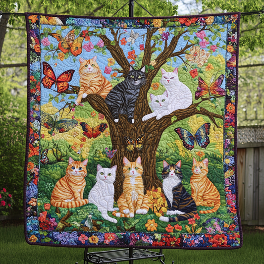 Blooming Purrfection Quilted Blanket