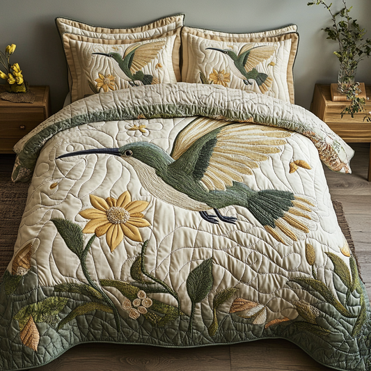 Blooming Sky 3-Piece Quilted Bedding Set