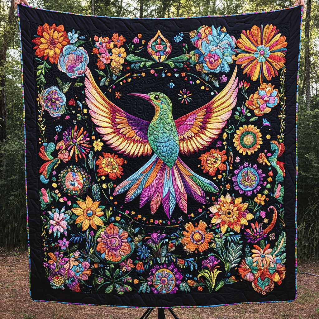 Blooming Spectrum Quilted Blanket