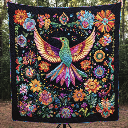 Blooming Spectrum Quilted Blanket
