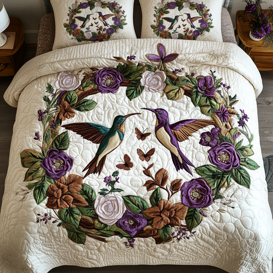 Blooming Wings 3-Piece Quilted Bedding Set