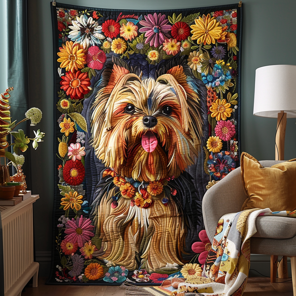 Blossom Pup Quilted Blanket