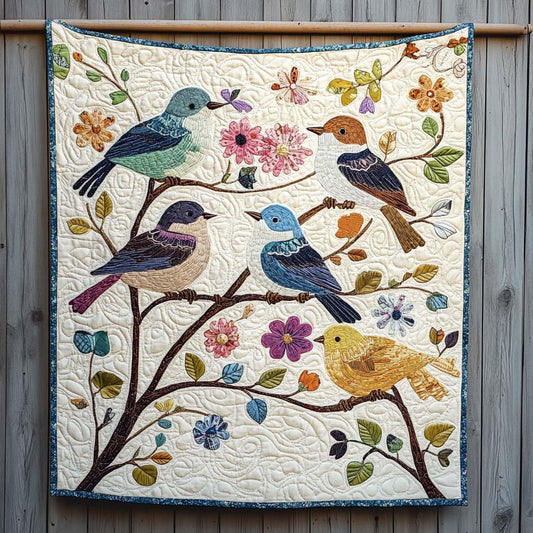 Blossom Birds Quilted Blanket