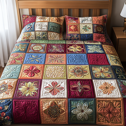 Blossom Bliss 3-Piece Quilted Bedding Set
