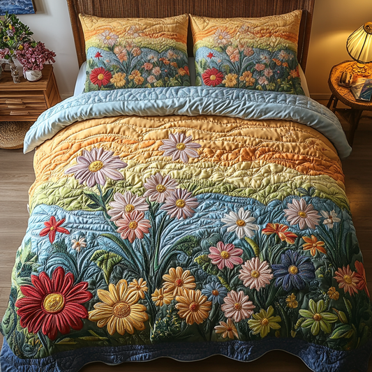 Blossom Bliss 3-Piece Quilted Bedding Set