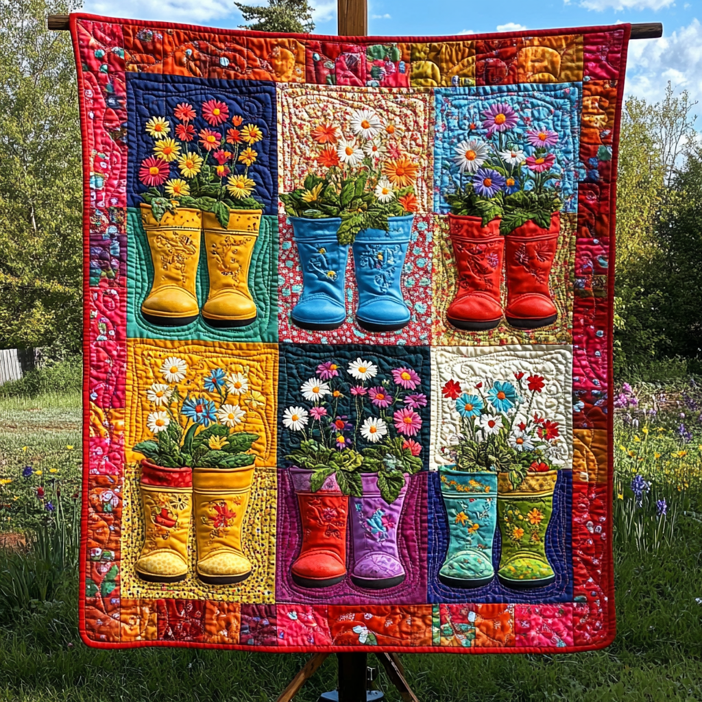 Blossom Boots Quilted Blanket