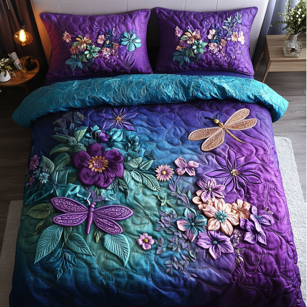 Blossom Dance 3-Piece Quilted Bedding Set