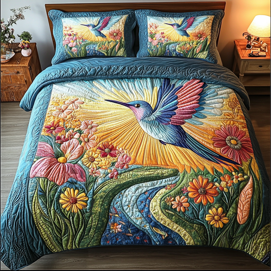 Blossom Flight 3-Piece Quilted Bedding Set