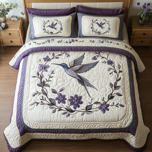 Blossom Flight 3-Piece Quilted Bedding Set