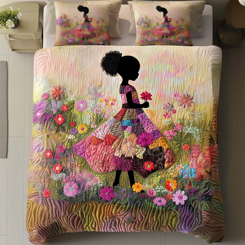 Blossom Grace 3-Piece Quilted Bedding Set