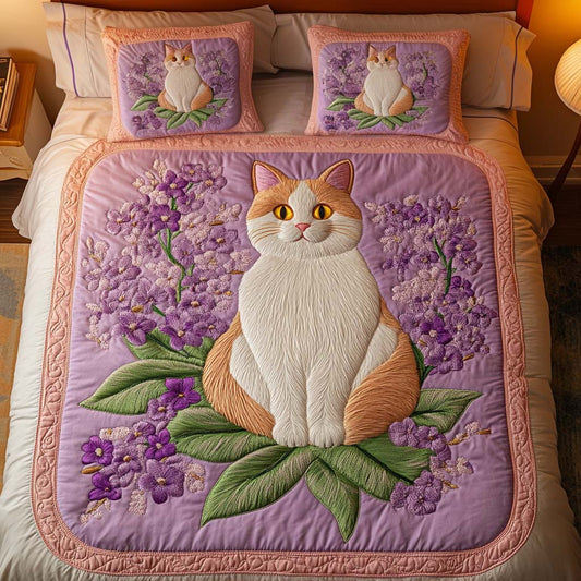 Blossom Kitty 3-Piece Quilted Bedding Set