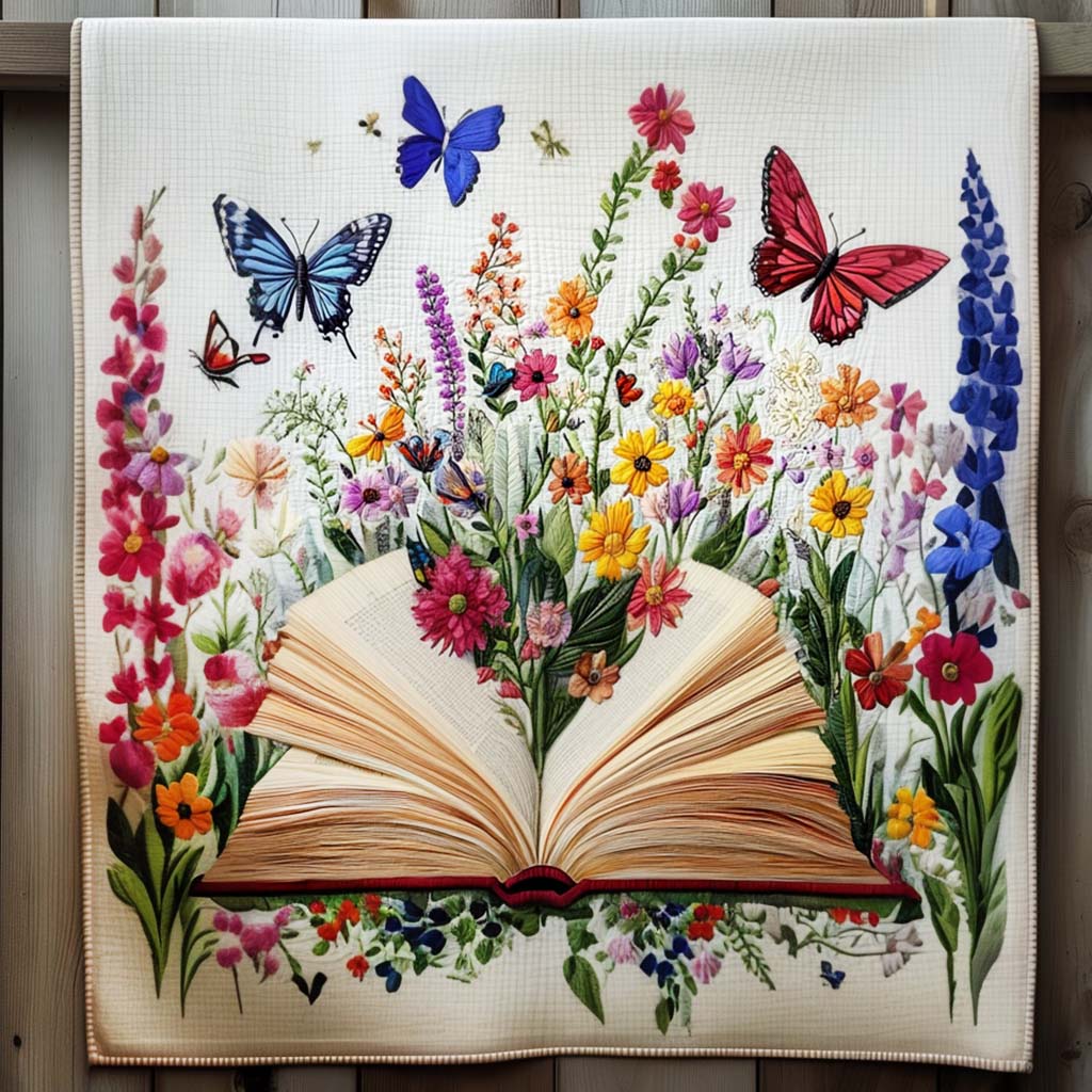 Blossom Of Knowledge Quilted Blanket