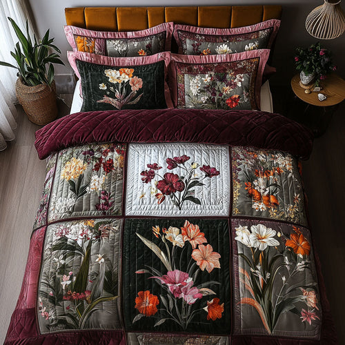 Blossom Patchwork 3-Piece Quilted Bedding Set