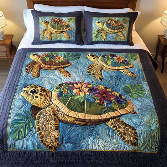 Blossom Shells 3-Piece Quilted Bedding Set