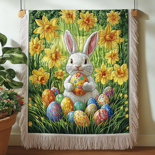 Blossoming Easter Bunny Woven Throw Blanket