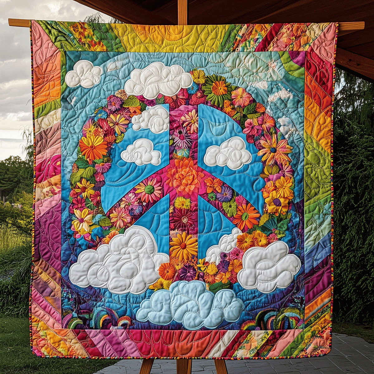 Blossoming Peace Quilted Blanket