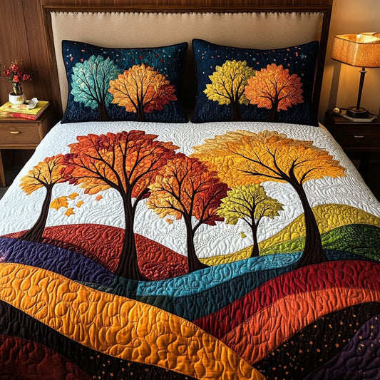 Blossoms of the Fall Wind 3-Piece Quilted Bedding Set