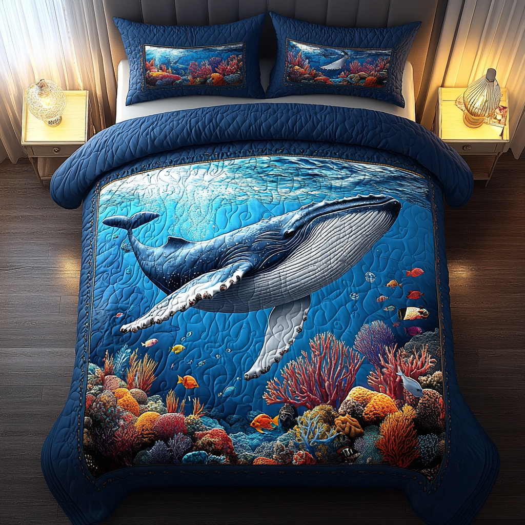 Aquatic 3-Piece Quilted Bedding Set