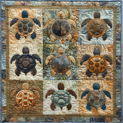 Blue Wave Turtle Dance Quilted Blanket