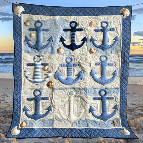 Blue Anchors Quilted Blanket