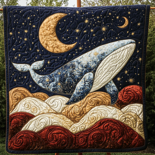 Blue Horizon Whale Quilted Blanket