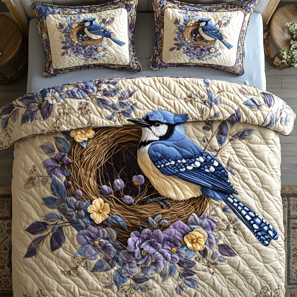 Blue Jay Beauty 3-Piece Quilted Bedding Set