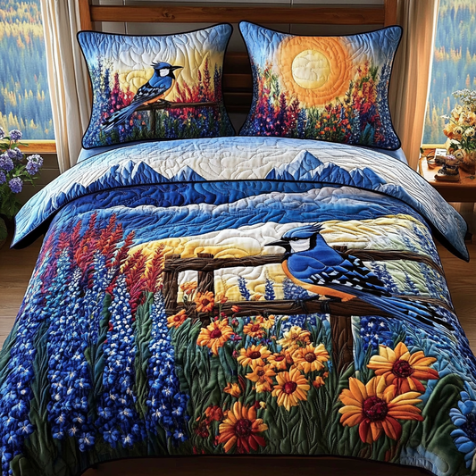 Blue Jewel 3-Piece Quilted Bedding Set