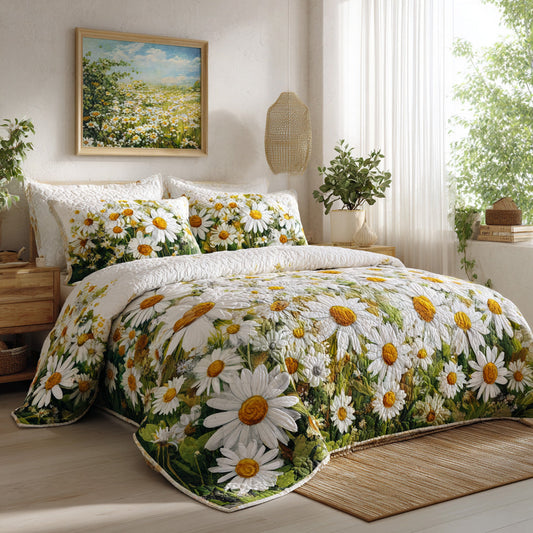 Blue Meadow 3-Piece Quilted Bedding Set