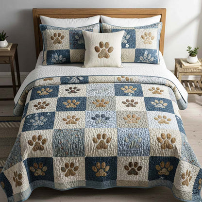 Blue Meadow Paws 3-Piece Quilted Bedding Set