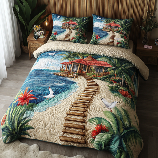 Blue Tide 3-Piece Quilted Bedding Set