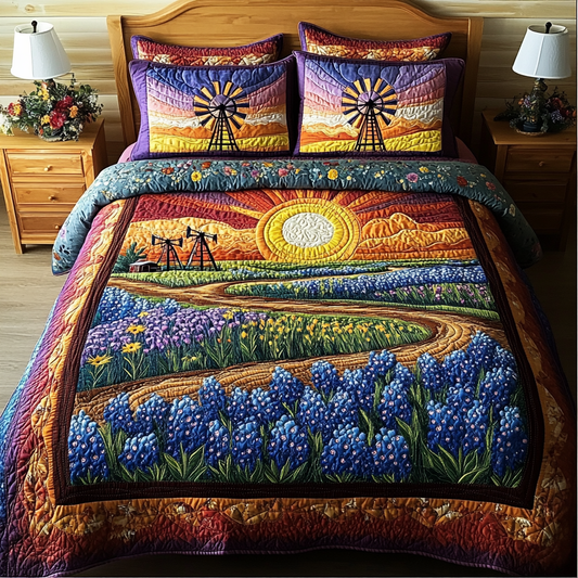 Bluebonnet Bliss 3-Piece Quilted Bedding Set