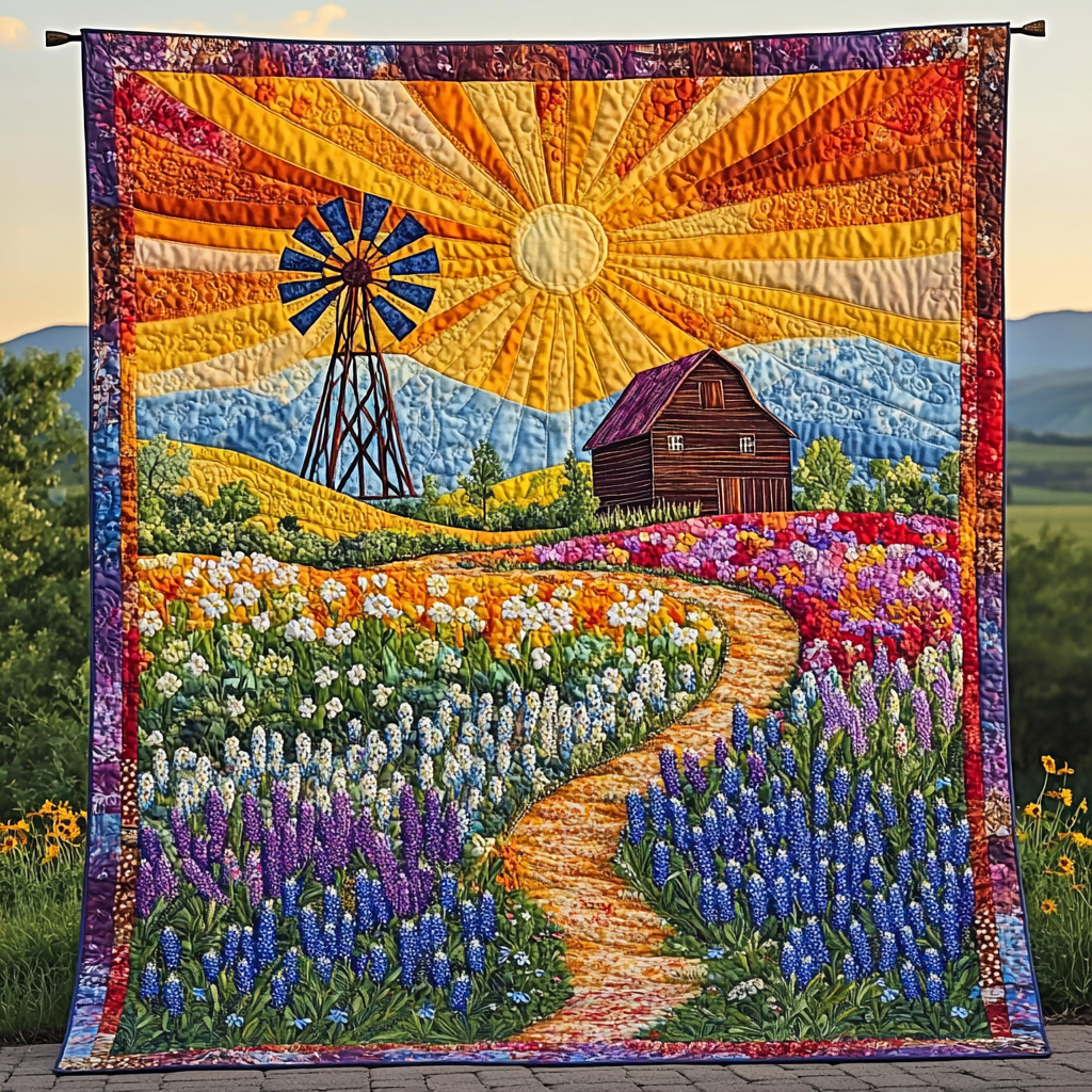 Bluebonnet Blooms Quilted Blanket