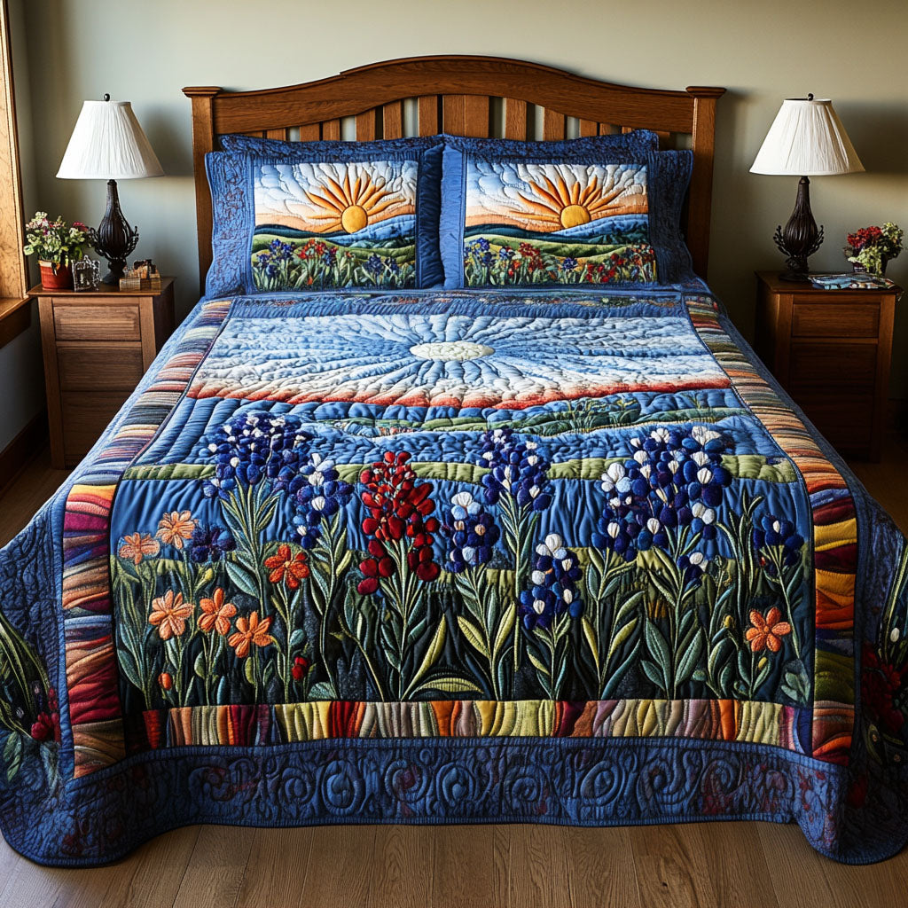 Bluebonnet Meadows 3-Piece Quilted Bedding Set