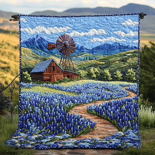 Bluebonnet Pathway Quilted Blanket