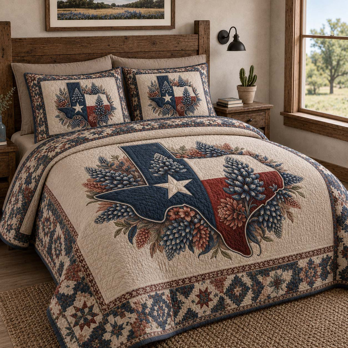 Bluebonnet Pride 3-Piece Quilted Bedding Set