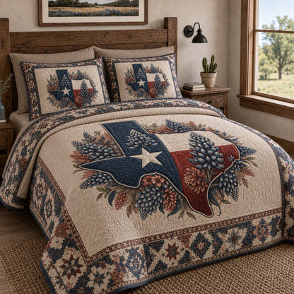 Bluebonnet Pride 3-Piece Quilted Bedding Set