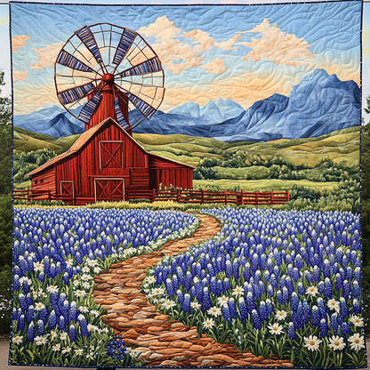 Bluebonnets Hill Quilted Blanket