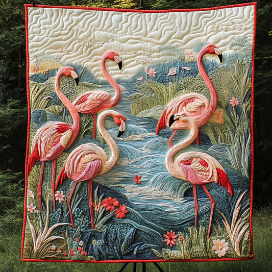 Blush Flamingo Haven Quilted Blanket