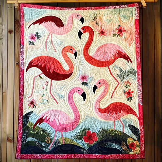 Blush Flamingo Quilted Blanket