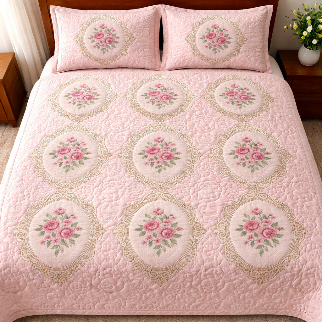 Blush Garden 3-Piece Quilted Bedding Set