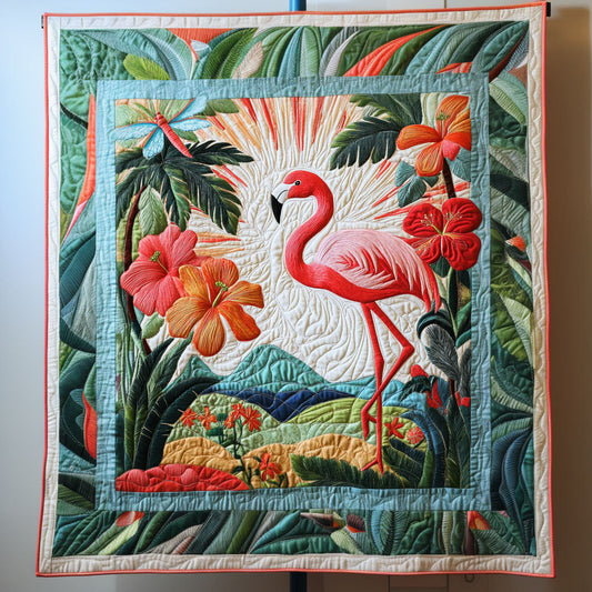 Blush in the Tropics Quilted Blanket