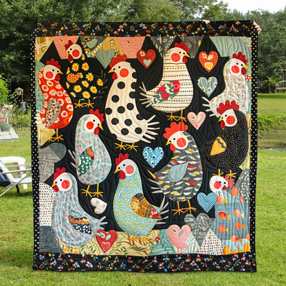 Blushing Hens Quilted Blanket