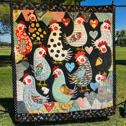 Blushing Hens Quilted Blanket
