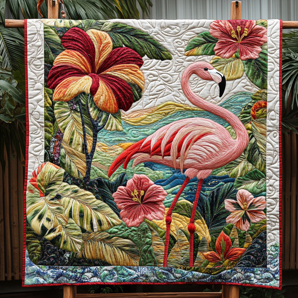 Blushing Feathers Quilted Blanket