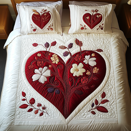 Blushing Love 3-Piece Quilted Bedding Set