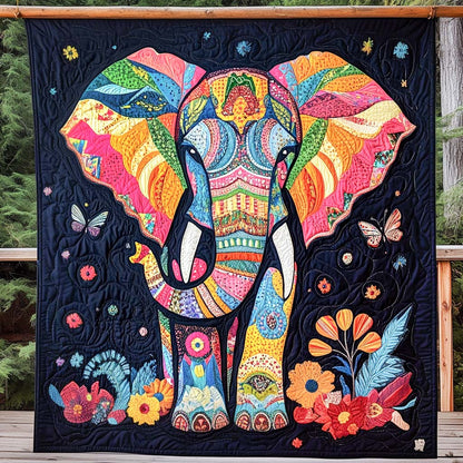Bohemian Elephant Dream Quilted Blanket